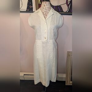 Classic White Sleeveless Shirtwaist Dress